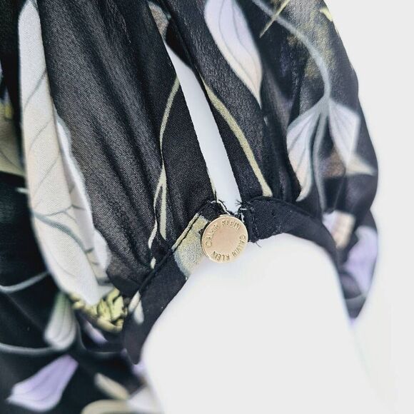 Calvin Klein Ruffle Floral Chiffon LS Blouse XL - Picture 5 of 8